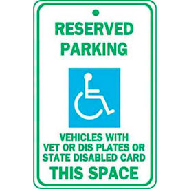 Zing&reg; Eco Parking Sign, Reserved Handicapped Parking, 18"H x 12"W, HIP, 1/16" Thick view 2