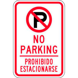 Eco Parking Sign, No Parking, Bilingual, 18"H x 12"W, HIP, 1/16" Thick view 2