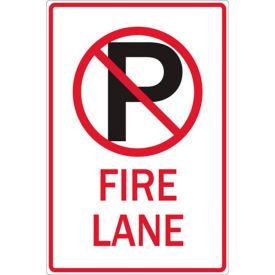 Eco Parking Sign, No Parking Symbol, Fire Lane, 18"H x 12"W, HIP, 1/16" Thick view 2