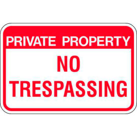 Parking Sign, Private Property No Trespassing, 18"W x 12"H, Recycled Aluminum view 2
