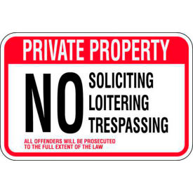 Eco Parking Sign, Private Property No Soliciting Loitering Trespassing, Recycled Aluminum view 2