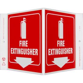 Eco Safety V Sign, Fire Extinguisher, 12"W x 7"H, Recycled Plastic view 2