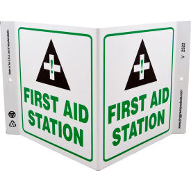 Eco Safety V Sign, First Aid Station, 12"W x 7"H, Recycled Plastic view 2