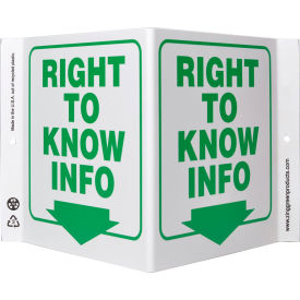Zing Eco Safety V Sign, Right To Know Info., 12"W x 7"H, Recycled Plastic view 2