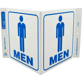 Zing Eco Public Facility V Sign, Men, 12"W x 7"H, Blue On White view 2
