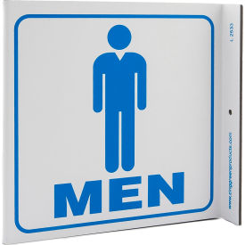 Public Facility L Sign, Men, 7"W x 7"H, Blue On White view 2
