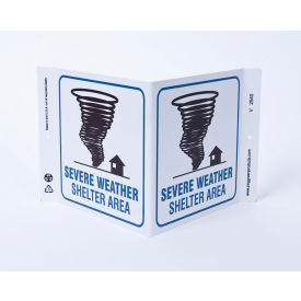 Eco Safety V Sign, Severe Weather Shelter, 12"W x 7"H, Recycled Plastic view 2