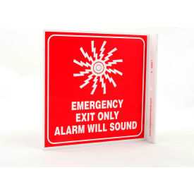 Zing Eco Safety L Sign, Emergency Exit Only, 7"W x 7"H, Recycled Plastic view 2