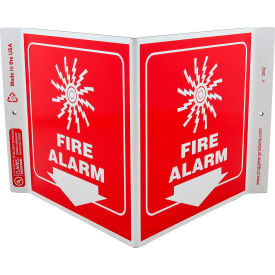 Eco Safety V Sign, Fire Alarm, 12"W x 7"H, Recycled Plastic view 2