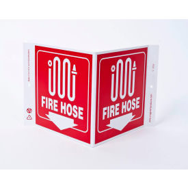 Eco Safety V Sign, Fire Hose, 12"W x 7"H, Recycled Plastic view 2