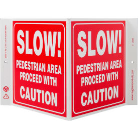 Zing Eco Safety V Sign, Slow Pedestrian Area, 12"W x 7"H, Recycled Plastic view 2