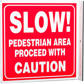 Zing Eco Safety L Sign, Slow Pedestrian Area, 7"W x 7"H, Recycled Plastic view 2