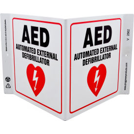 Zing Eco Safety V Sign, AED, 12"W x 7"H, Recycled Plastic view 2