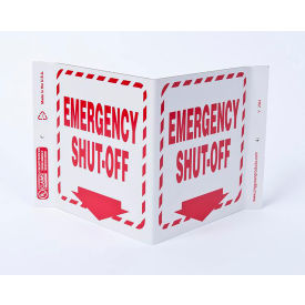 Eco Safety V Sign, Emergency Shut Off, 12"W x 7"H, Recycled Plastic view 2