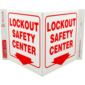 Eco Safety V Sign, Lockout Safety Center, 12"W x 7"H, Recycled Plastic view 2