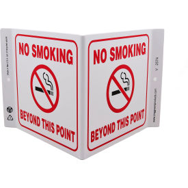 Zing Eco Safety V Sign, No Smoking Beyond Point, 12"W x 7"H, Recycled Plastic view 2