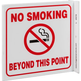 Eco Safety L Sign, No Smoking Beyond Point, 7"W x 7"H, Recycled Plastic view 2