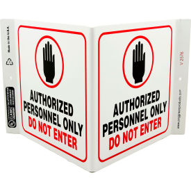 Zing Eco Safety V Sign, Authorized Personnel Only, 12"W x 7"H, Recycled Plastic view 2