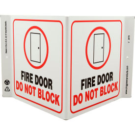 Zing Eco Safety V Sign, Fire Door Do Not Block, 12"W x 7"H, Recycled Plastic view 2