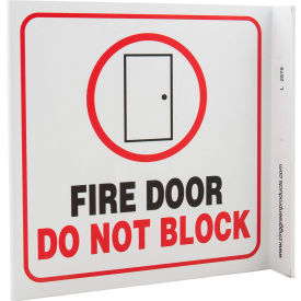 Fire Door Do Not Block, 7"W x 7"H, Recycled Plastic view 2