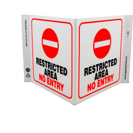 Eco Safety V Sign, Restricted Area No Entry, 12"W x 7"H, Recycled Plastic view 2