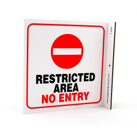 Zing Eco Safety L Sign, Restricted Area No Entry, 7"W x 7"H, Recycled Plastic view 2