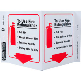 Zing Eco Safety V Sign, To Use Fire Extinguisher, Pull Pin, Aim..., 12"W x 7"H, Recycled Plastic view 2