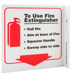 Zing Eco Safety L Sign, To Use Fire Extinguisher, Pull Pin, Aim..., 7"W x 7"H, Recycled Plastic view 2