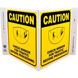Zing Eco Safety V Sign, Caution Check Mirror for Traffic Before..., 12"W x 7"H, Recycled Plastic view 2