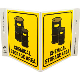 Zing Eco Safety V Sign, Chemical Storage Area, 12"W x 7"H, Recycled Plastic view 2