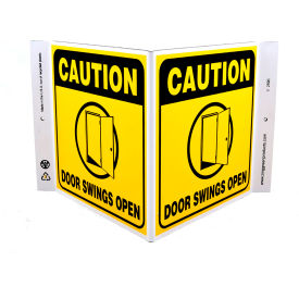 Caution Door Swings Open, 12"W x 7"H, Recycled Plastic view 2