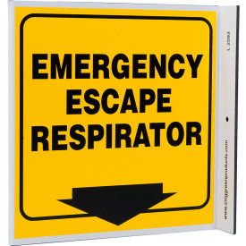Eco Safety L Sign, Emergency Escape Respirator, 7"W x 7"H, Recycled Plastic view 2