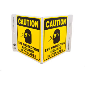 Zing Eco Safety V Sign, Caution Eye Protection Required, 12"W x 7"H, Recycled Plastic view 2