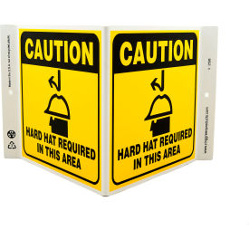 Caution Hard Hat Required In This Area, 12"W x 7"H, Recycled Plastic view 2