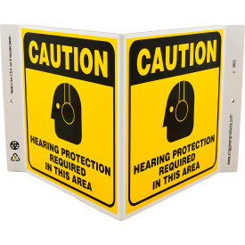 Zing Eco Safety V Sign, Caution Hearing Protection Required, 12"W x 7"H, Recycled Plastic view 2