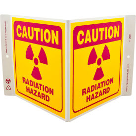 Zing Eco Safety V Sign, Radiation Hazard, 12"W x 7"H, Plastic, Red/Yellow view 2