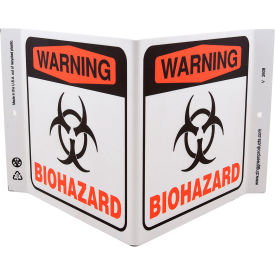 Biohazard Sign, Warning BioHazard, 12"W x 7"H, Plastic, White/Black/Red view 2