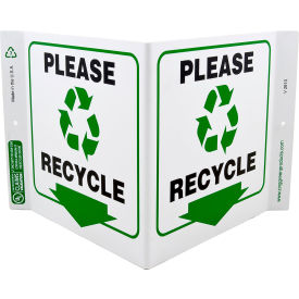 Zing Eco Recycle V Sign, Please Recycle, 12"W x 7"H, Black/Green/White view 2