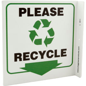 Zing Eco Recycle L Sign, Please Recycle, 7"W x 7"H, Black/Green/White view 2