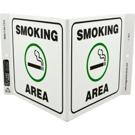 Zing Eco Safety V Sign, Smoking Area, 12"W x 7"H, Recycled Plastic view 2