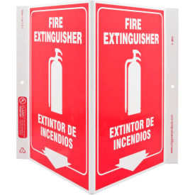 Zing Eco Safety V Sign, Fire Extinguisher Bilingual, 10-5/8"W x 11"H, Recycled Plastic view 2
