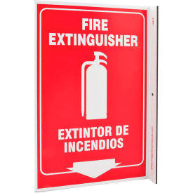 Zing Eco Safety L Sign, Fire Extinguisher Bilingual, 8"W x 11"H, Recycled Plastic view 2