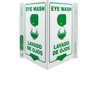 Zing Eco Safety V Sign, Eye Wash Bilingual, 10-5/8"W x 11"H, Recycled Plastic view 2