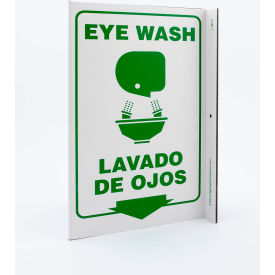 Eco Safety L Sign, Eye Wash Bilingual, 8"W x 11"H, Recycled Plastic view 2