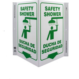 Zing Eco Safety V Sign, Safety Shower Bilingual, 10-5/8"W x 11"H, Recycled Plastic view 2