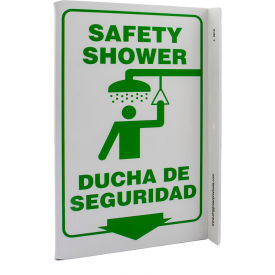 Zing Eco Safety L Sign, Safety Shower Bilingual, 8"W x 11"H, Recycled Plastic view 2
