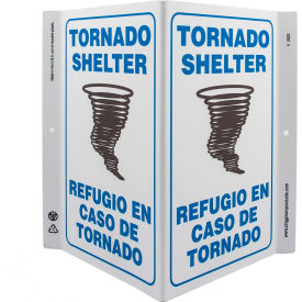 Zing Eco Safety V Sign, Tornado Shelter Bilingual, 10-5/8"W x 11"H, Recycled Plastic view 2