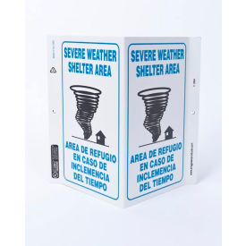 Zing Eco Safety V Sign, Severe Weather Bilingual, 10-5/8"W x 11"H, Recycled Plastic view 2