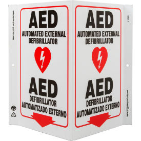 Zing Eco Safety V Sign, AED Bilingual, 10-5/8"W x 11"H, Recycled Plastic view 2