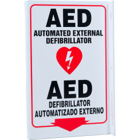 Zing Eco Safety L Sign, AED Bilingual, 8"W x 11"H, Recycled Plastic view 2